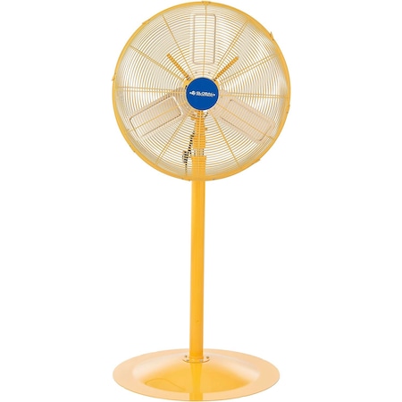Global Industrial 24in Deluxe Oscillating Pedestal Fan, 3 Speed, 7525 CFM, 300W, 1/2 HP, Yellow 604143